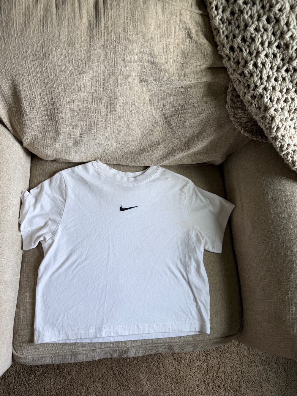 Nike White Short Sleeve Tee with Black Swoosh